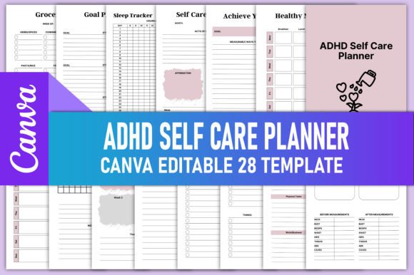 Download Editable ADHD Self Care Planner Canva - Adhd self care planner Collection