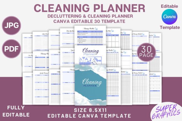 Download Cleaning and Decluttering Planner -Canva - Decluttering Collection