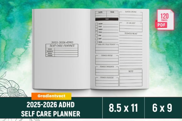 Download (KDP) 2025-2026 ADHD Self Care Planner - Premium Resources