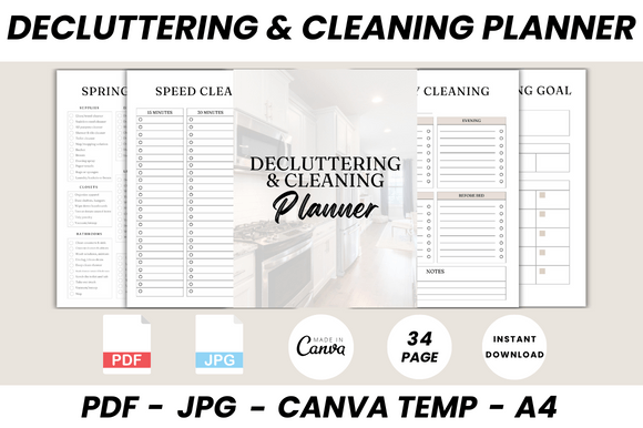 Download Decluttering &amp; Cleaning Planner Canva - Decluttering Collection